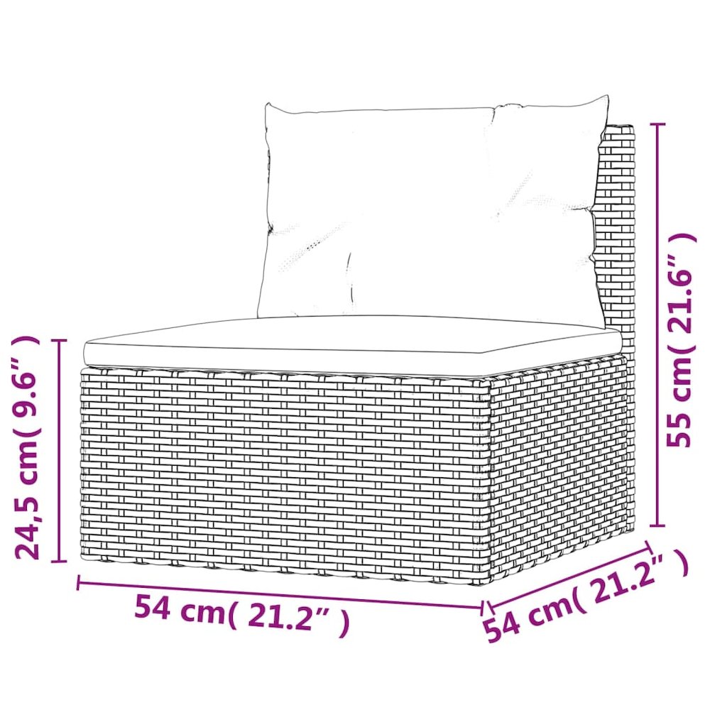 7 Piece Patio Lounge Set with Cushions Gray Poly Rattan. Picture 11