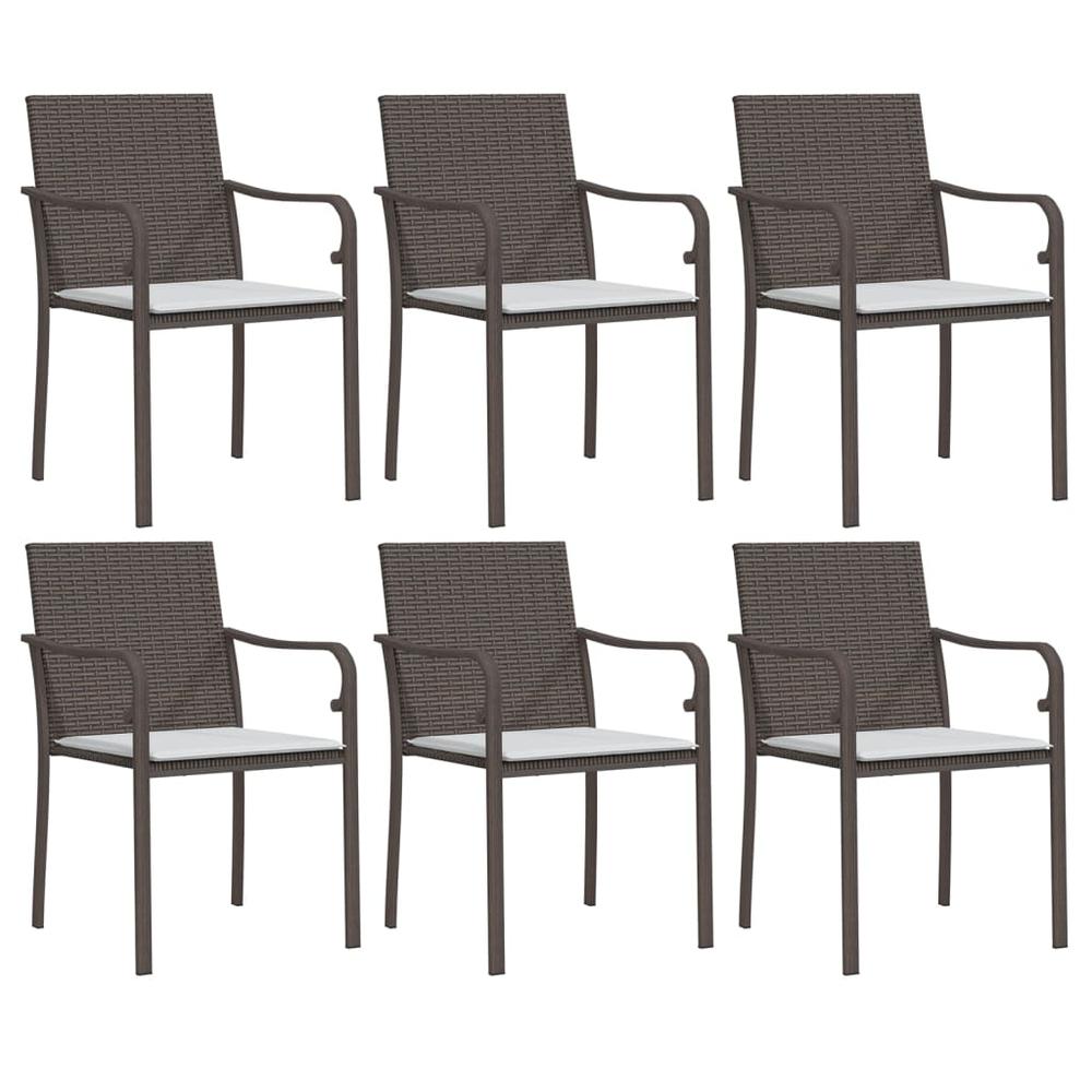 7 Piece Patio Dining Set with Cushions Poly Rattan and Steel. Picture 3