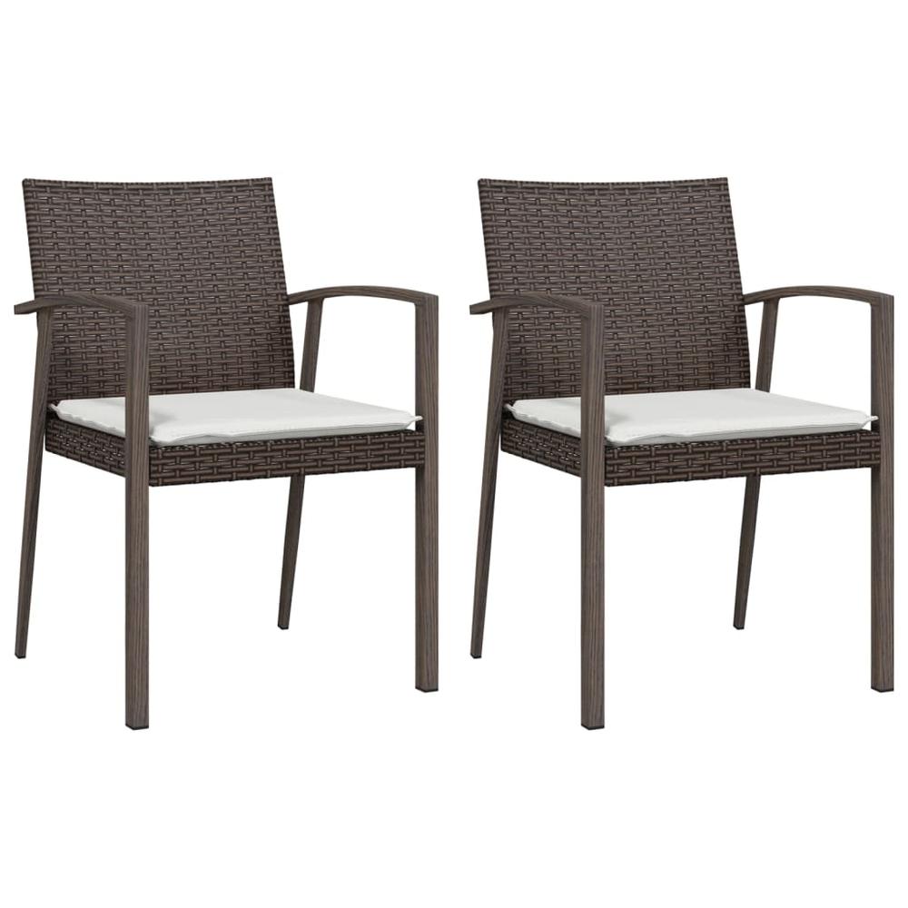 3 Piece Patio Dining Set with Cushions Poly Rattan and Steel. Picture 3
