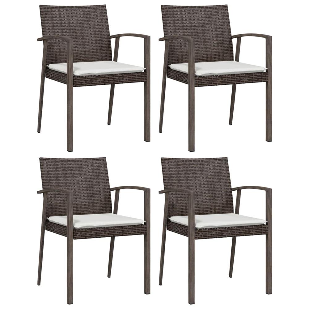 5 Piece Patio Dining Set with Cushions Poly Rattan and Steel. Picture 3