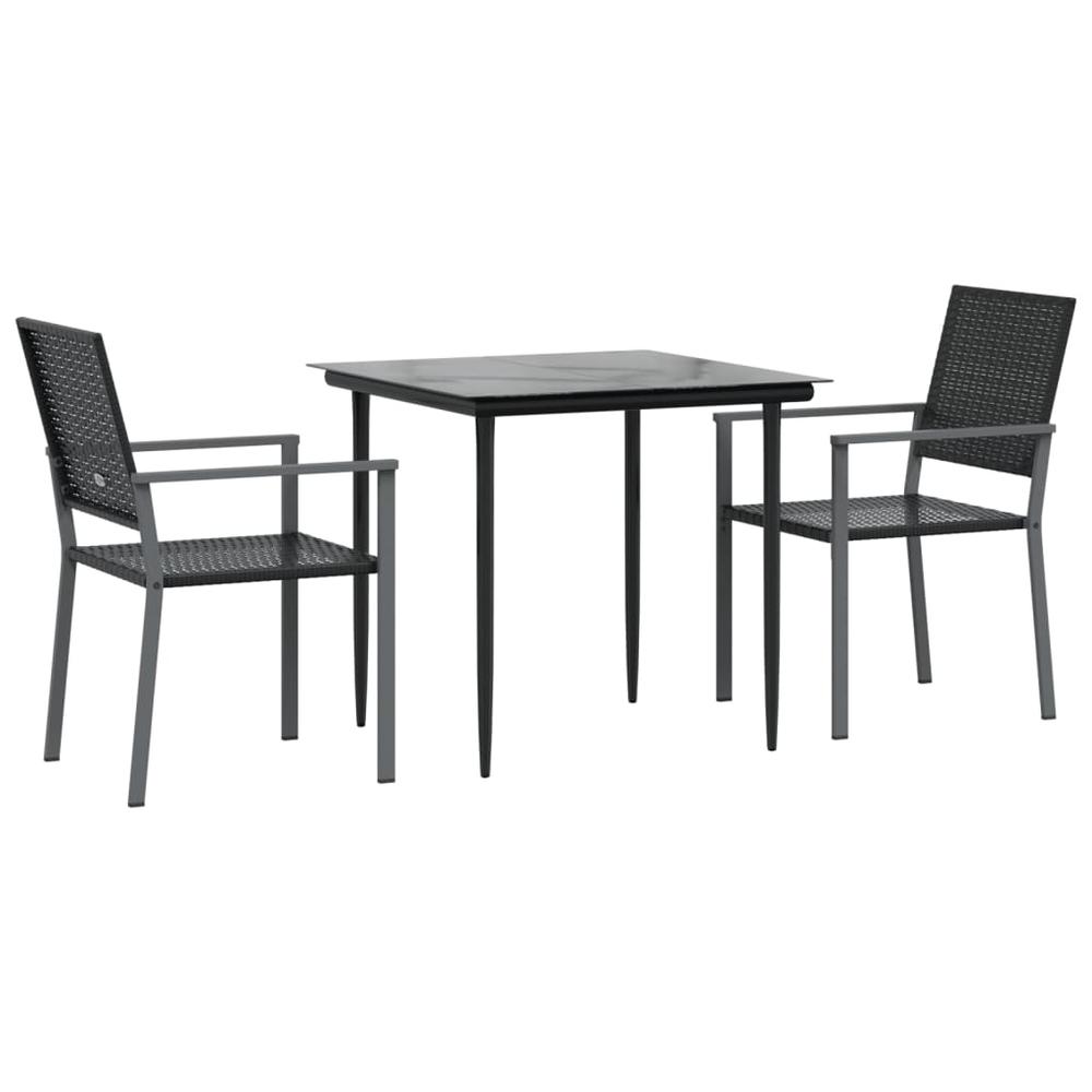 3 Piece Patio Dining Set Poly Rattan and Steel. Picture 2