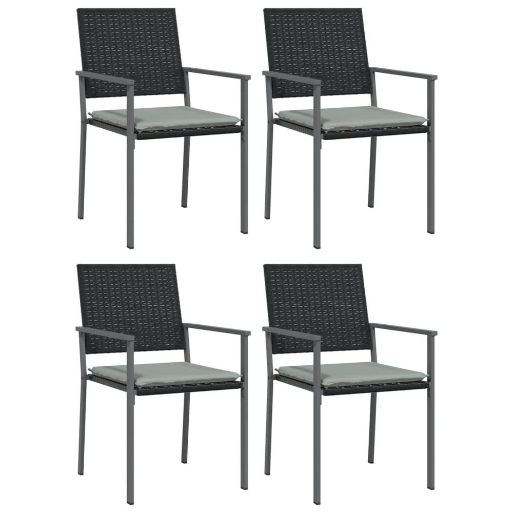 5 Piece Patio Dining Set with Cushions Poly Rattan and Steel. Picture 3