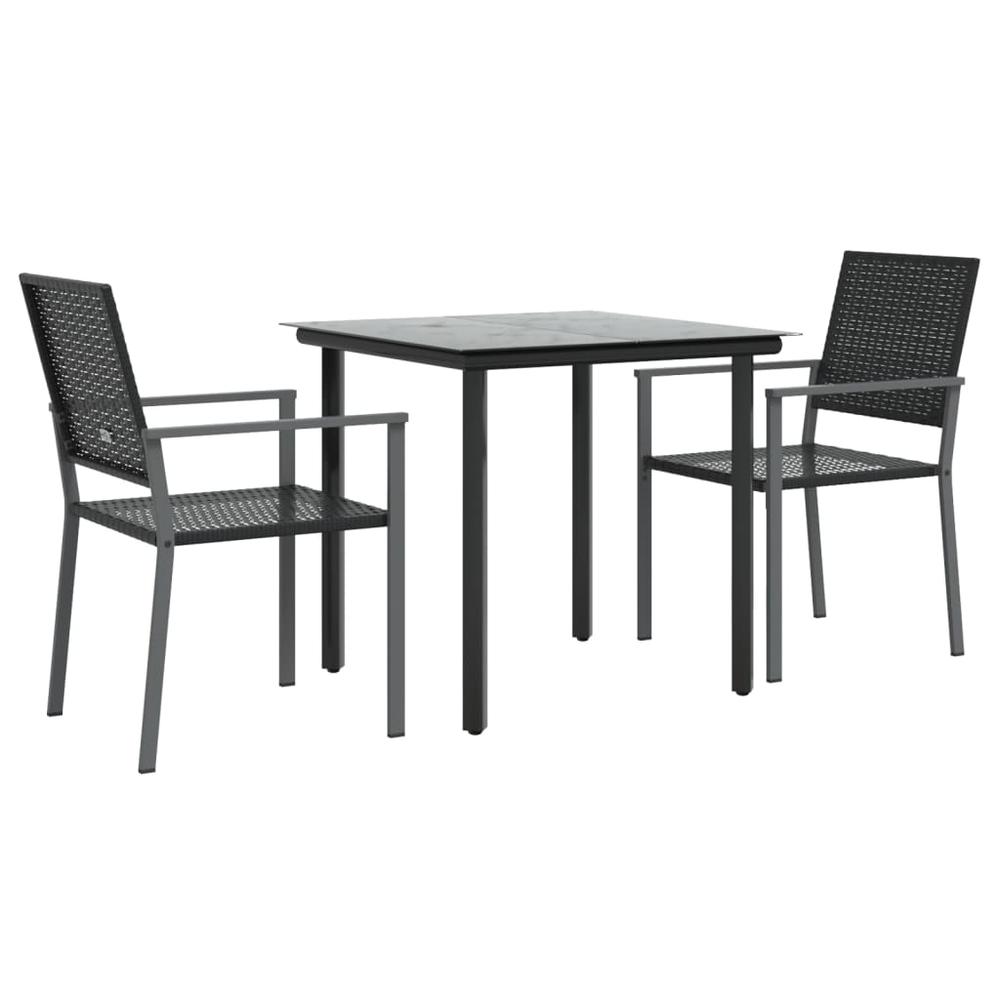 3 Piece Patio Dining Set Poly Rattan and Steel. Picture 2