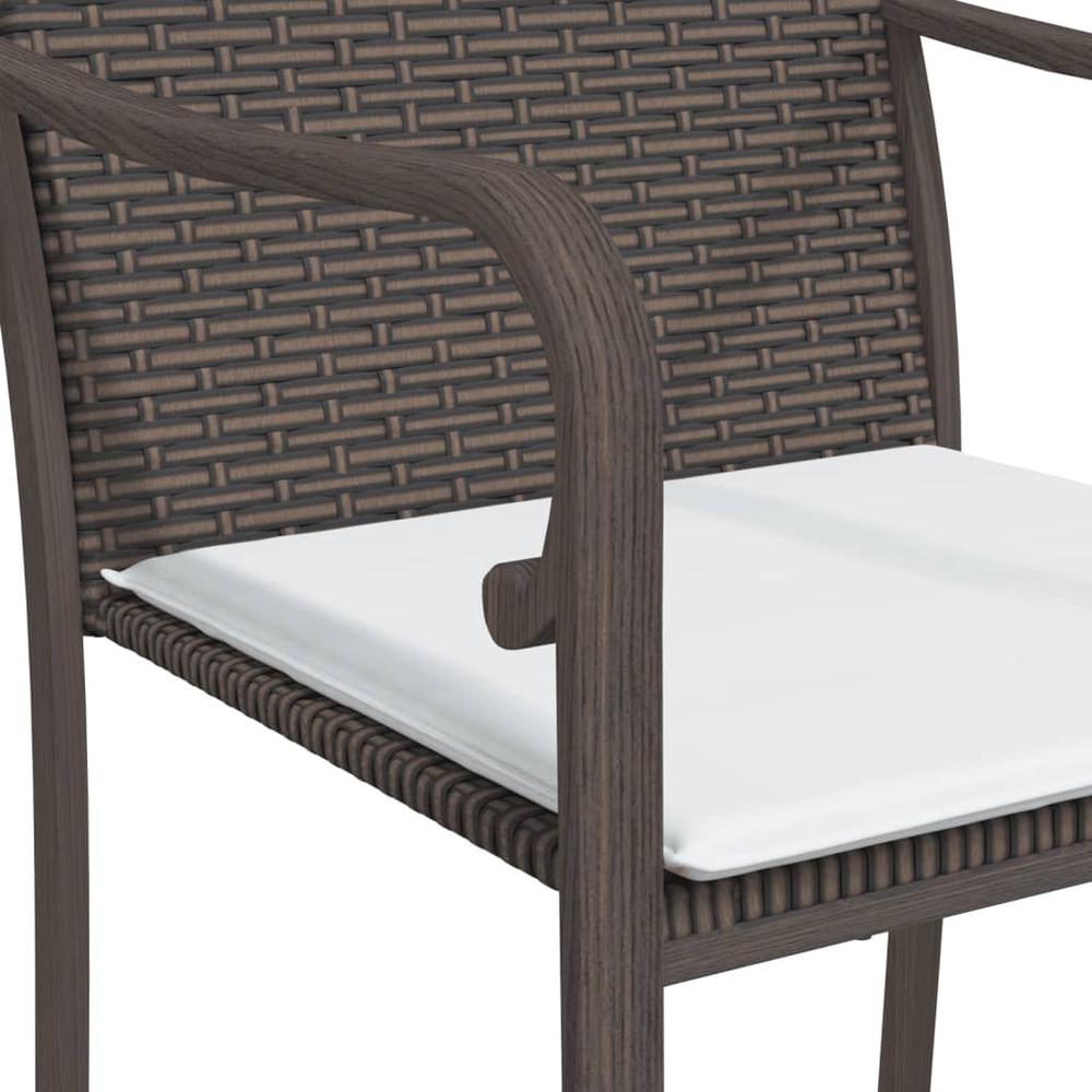 Patio Chairs with Cushions 4 pcs Brown 22"x23.2"x33.1" Poly Rattan. Picture 6