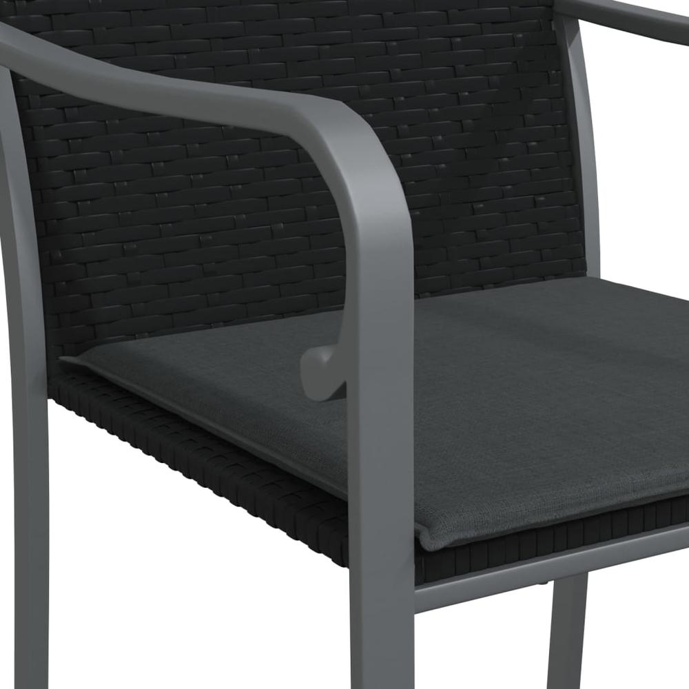 Patio Chairs with Cushions 4 pcs Black 22"x23.2"x33.1" Poly Rattan. Picture 6