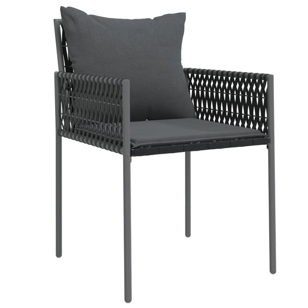 Patio Chairs with Cushions 4 pcs Black 21.3"x24"x32.7" Poly Rattan. Picture 2