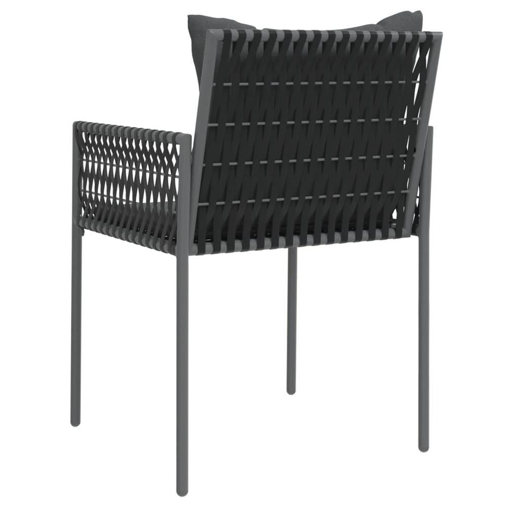 Patio Chairs with Cushions 4 pcs Black 21.3"x24"x32.7" Poly Rattan. Picture 5