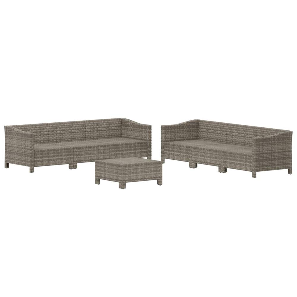 7 Piece Patio Lounge Set with Cushions Gray Poly Rattan. Picture 3