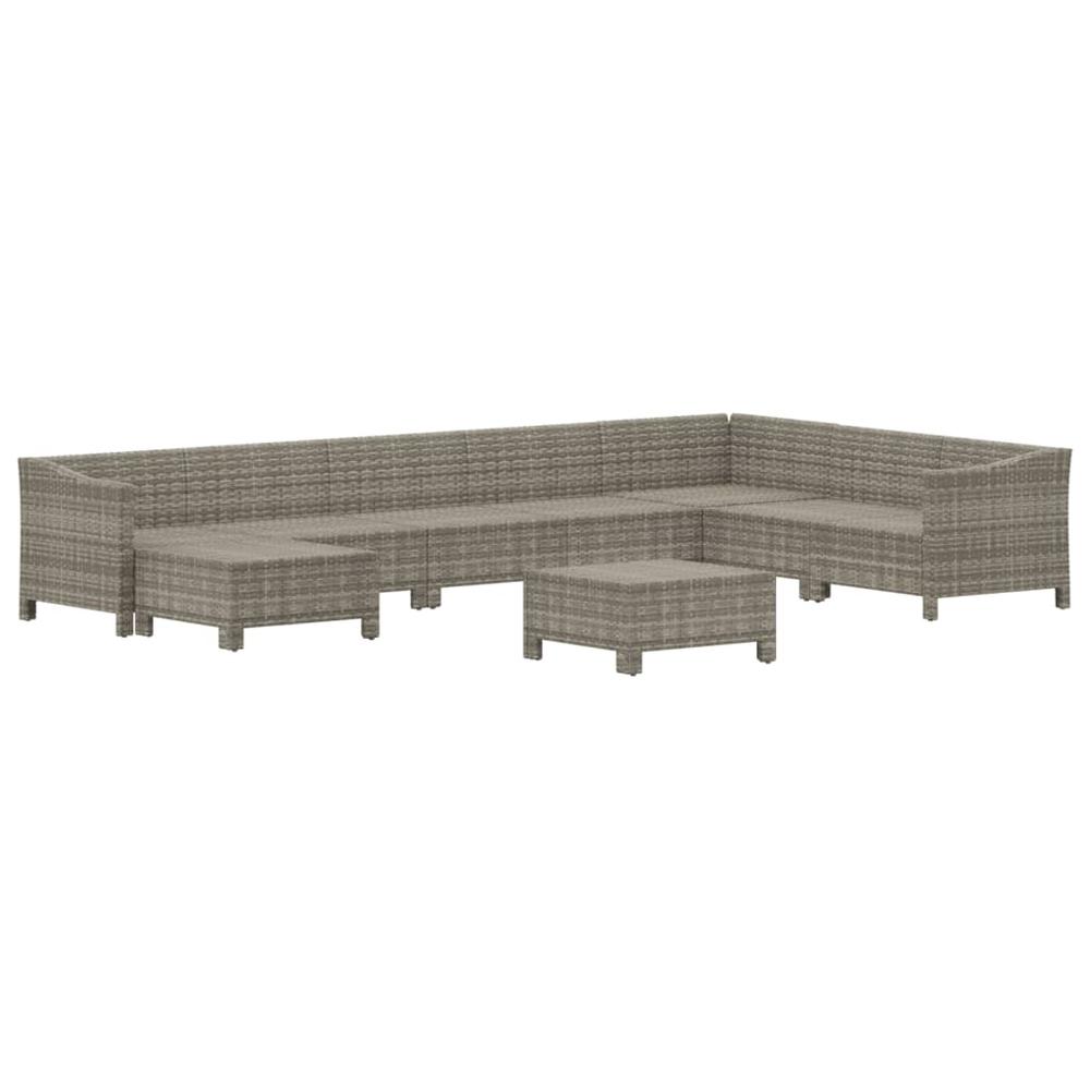 9 Piece Patio Lounge Set with Cushions Gray Poly Rattan. Picture 3