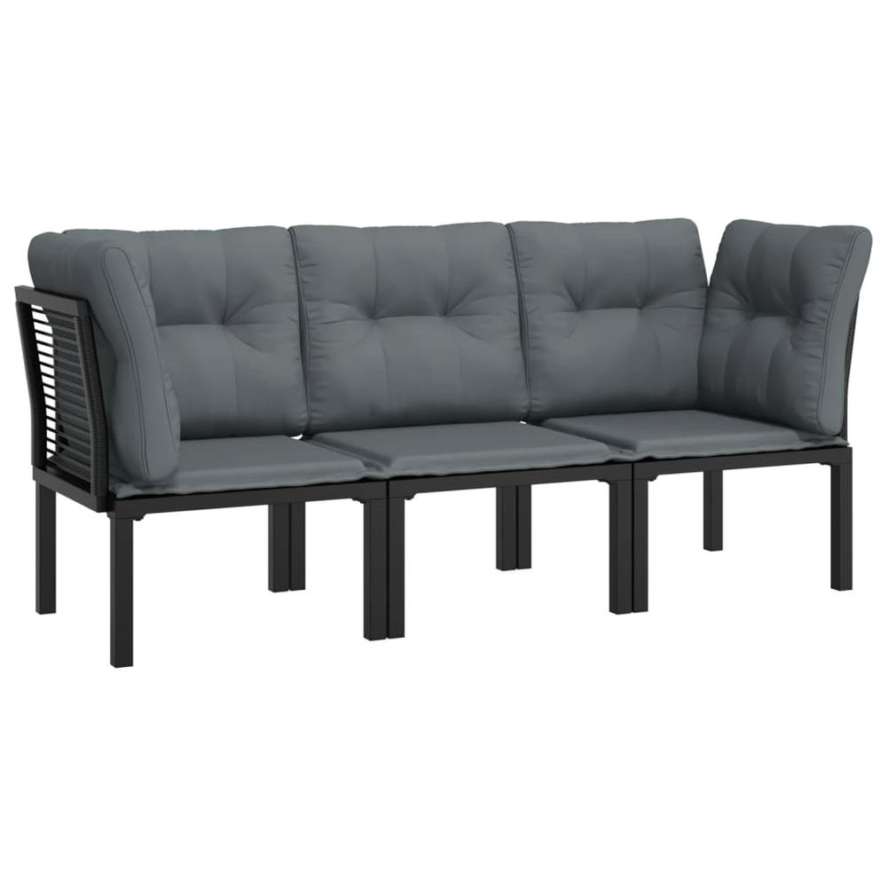 3 Piece Patio Lounge Set Black and Gray Poly Rattan. Picture 2