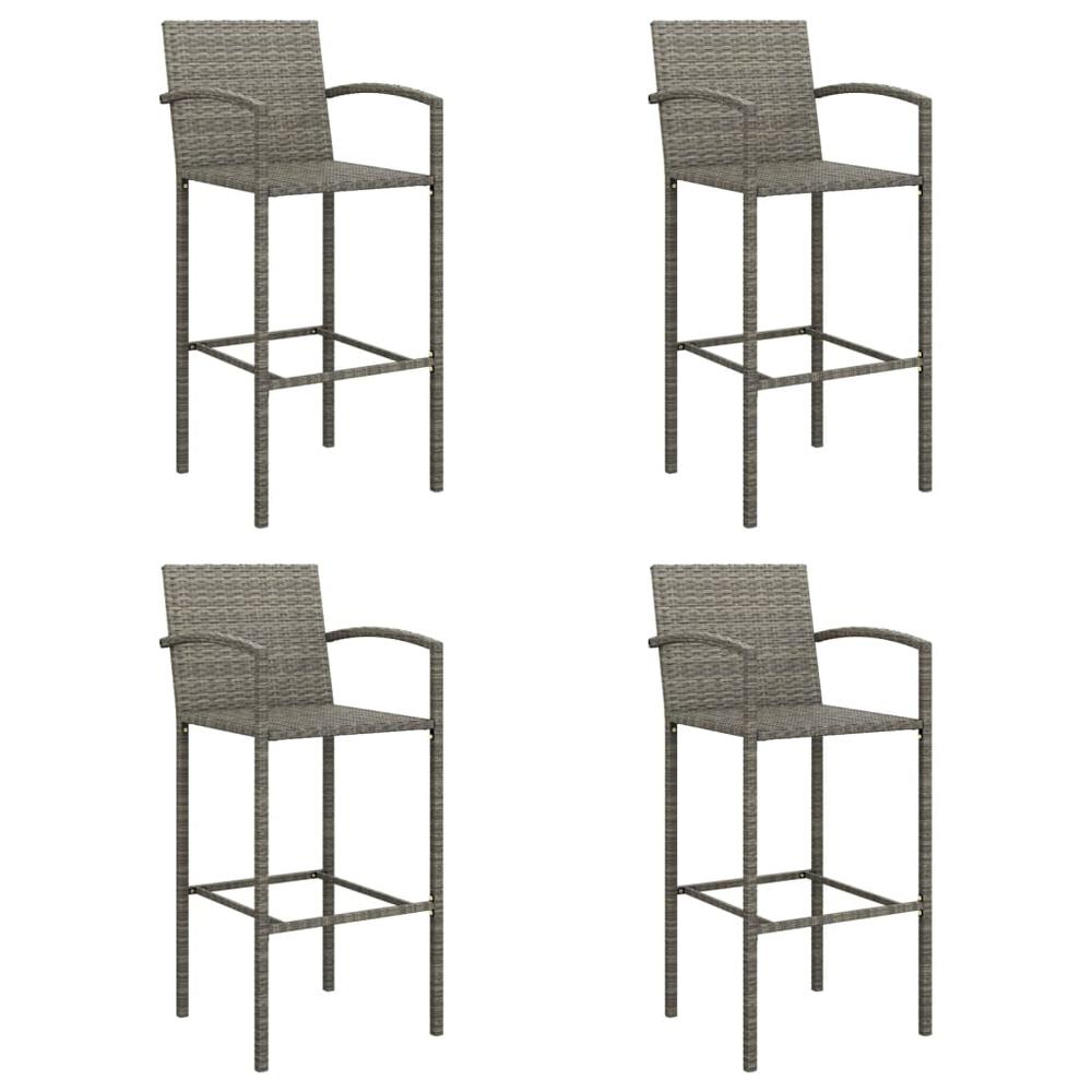 5 Piece Patio Bar Set Gray Poly Rattan. Picture 3