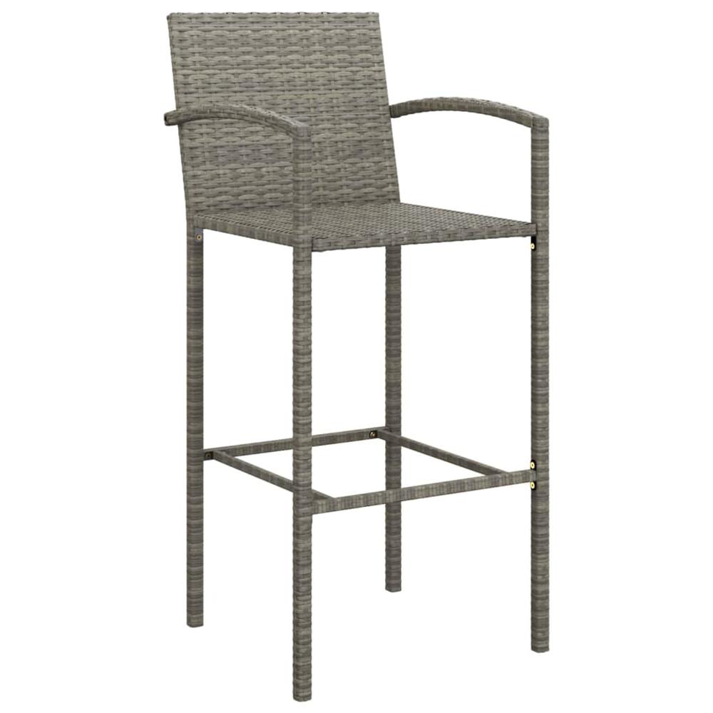 5 Piece Patio Bar Set Gray Poly Rattan. Picture 4