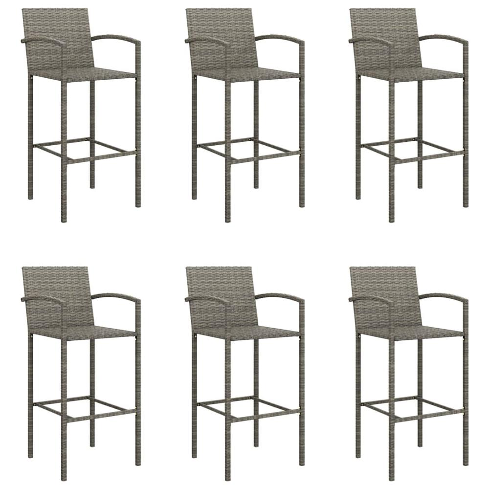 7 Piece Patio Bar Set Gray Poly Rattan. Picture 3