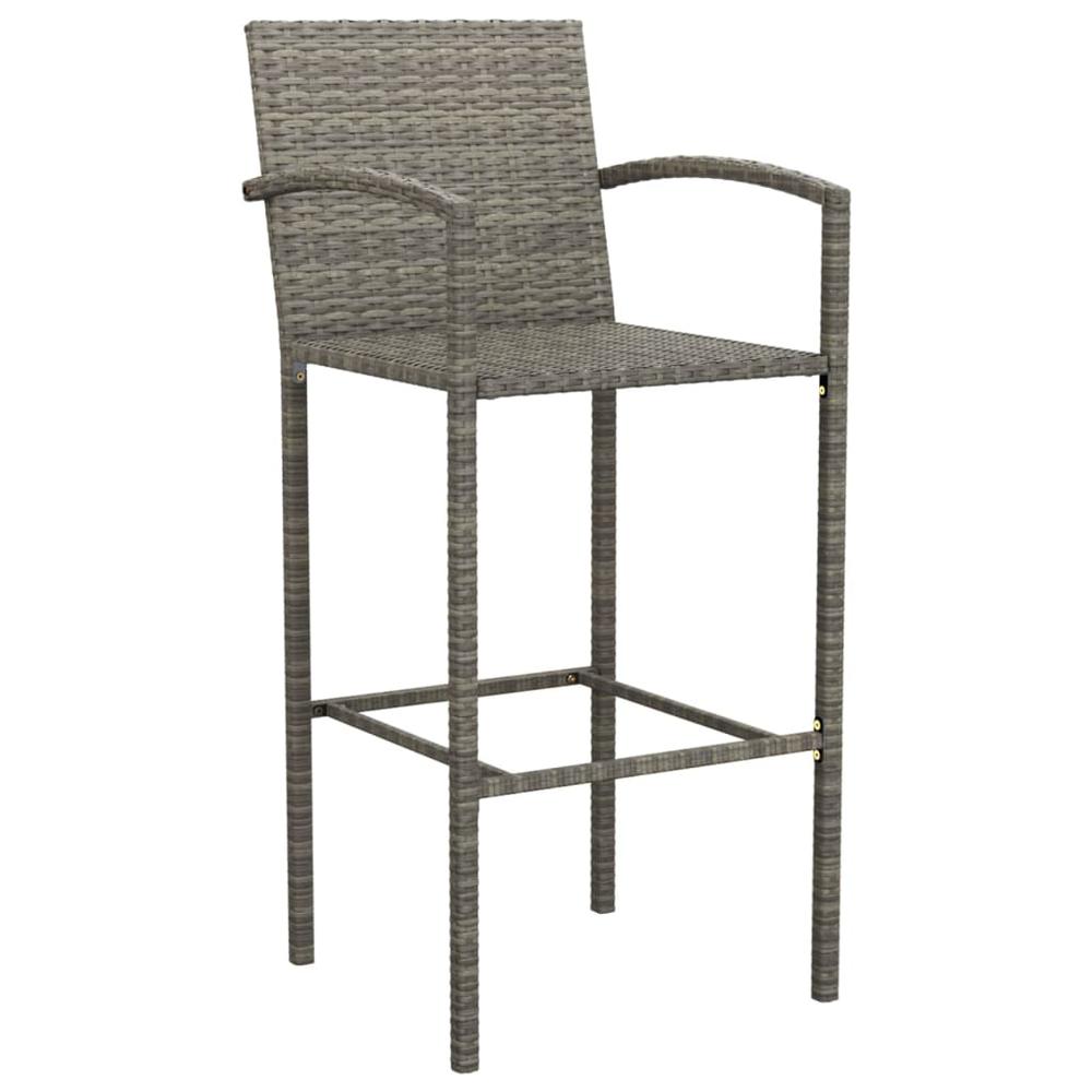 7 Piece Patio Bar Set Gray Poly Rattan. Picture 4