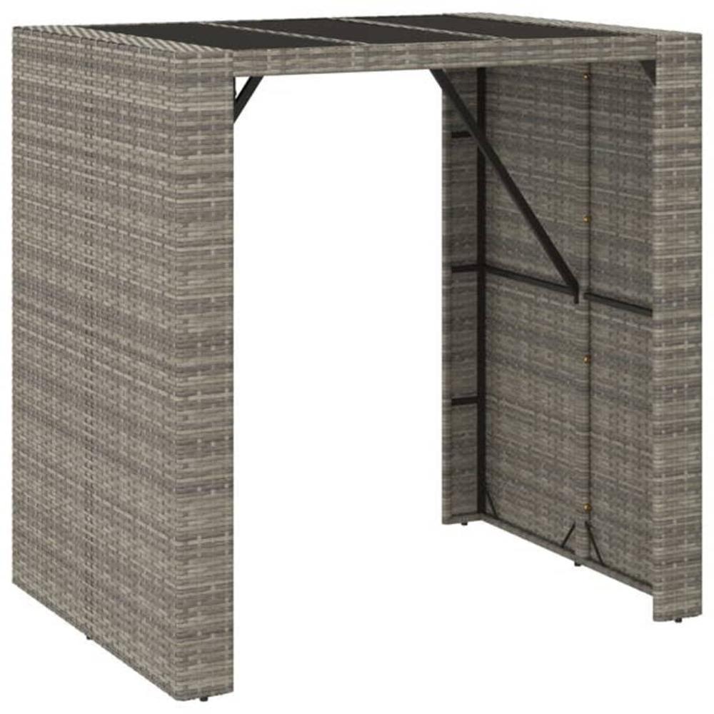5 Piece Patio Bar Set Gray Poly Rattan. Picture 5