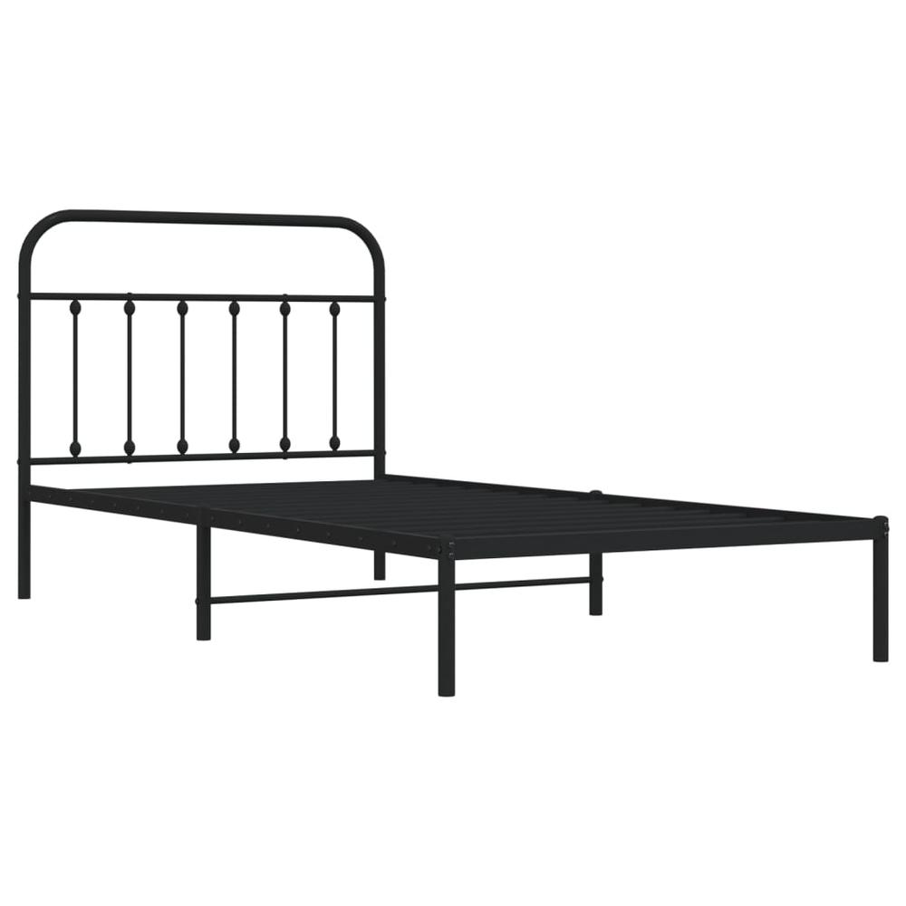 Metal Bed Frame with Headboard Black 39.4"x78.7". Picture 4