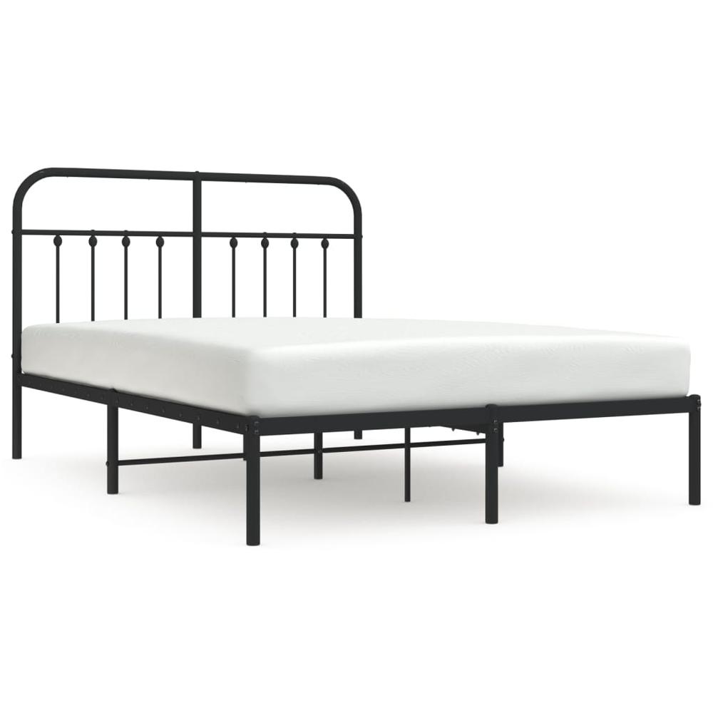Metal Bed Frame with Headboard Black 59.1"x78.7". Picture 1