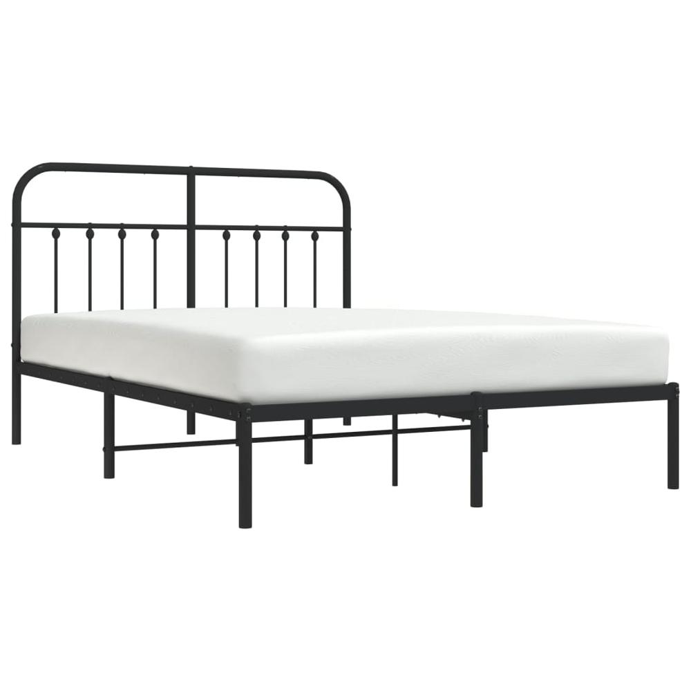 Metal Bed Frame with Headboard Black 59.1"x78.7". Picture 2