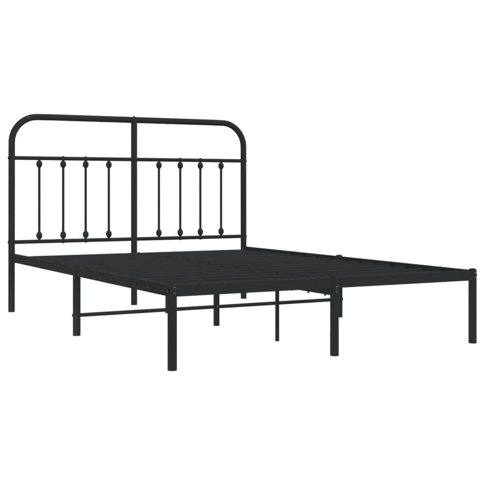 Metal Bed Frame with Headboard Black 59.1"x78.7". Picture 4