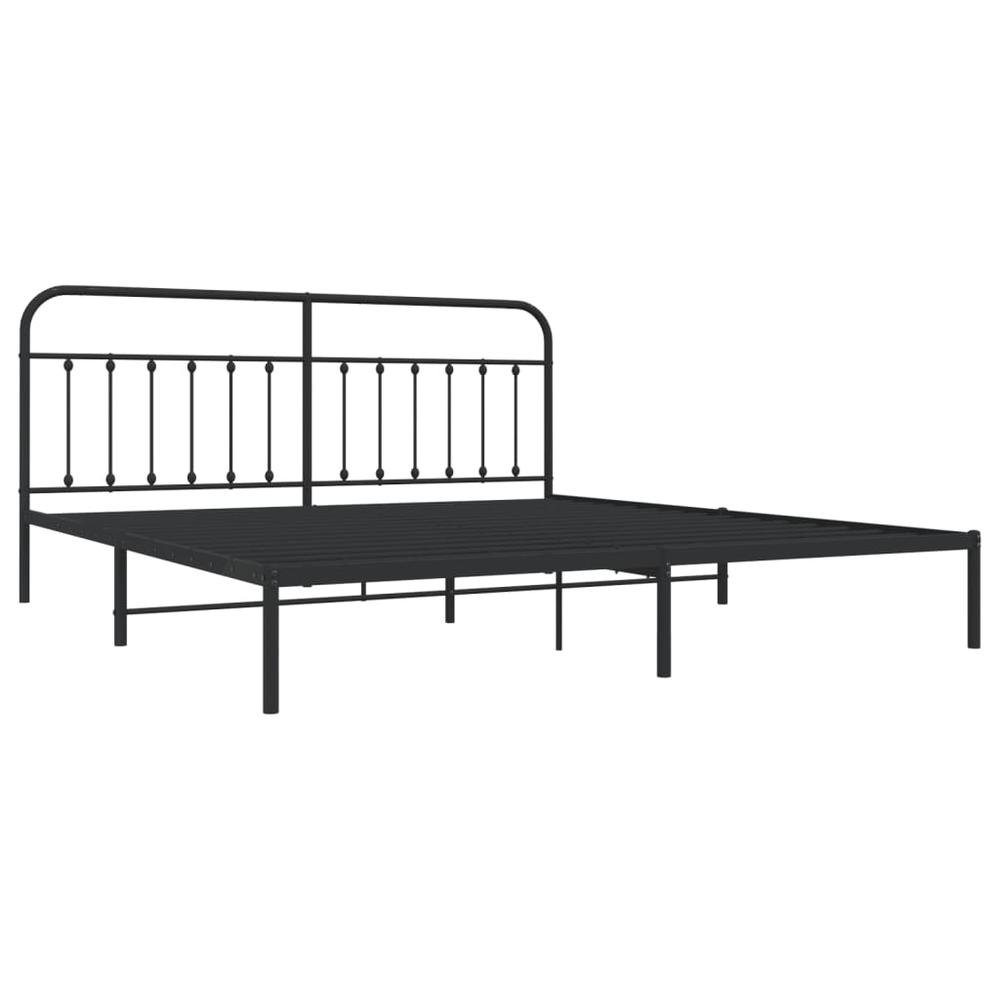 Metal Bed Frame with Headboard Black 76"x79.9" King. Picture 4