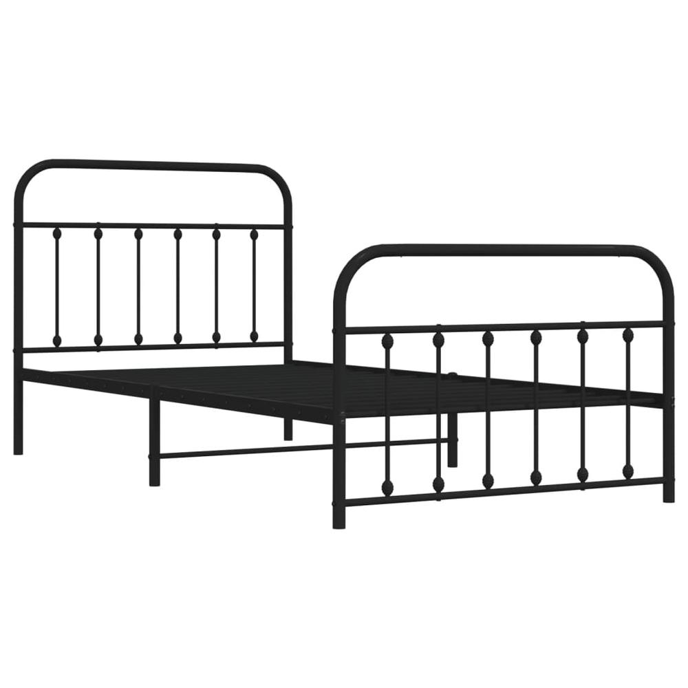 Metal Bed Frame with Headboard and Footboard Black 39.4"x78.7". Picture 4