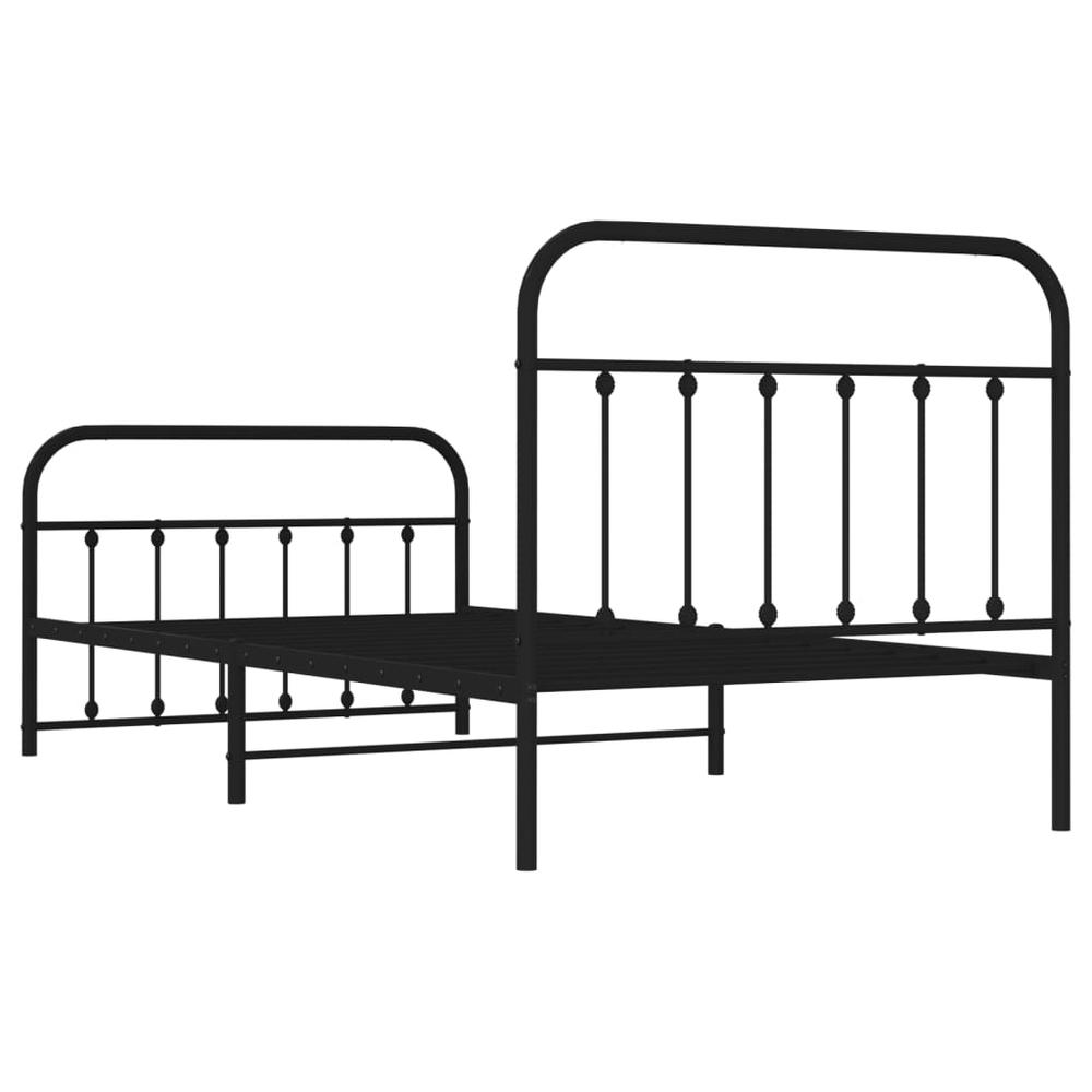 Metal Bed Frame with Headboard and Footboard Black 39.4"x78.7". Picture 7