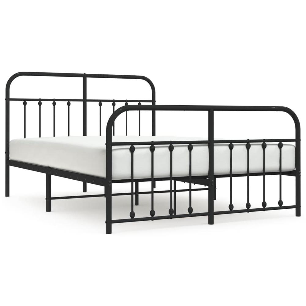 Metal Bed Frame with Headboard and Footboard Black 59.1"x78.7". Picture 1
