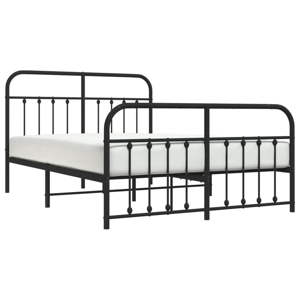 Metal Bed Frame with Headboard and Footboard Black 59.1"x78.7". Picture 2