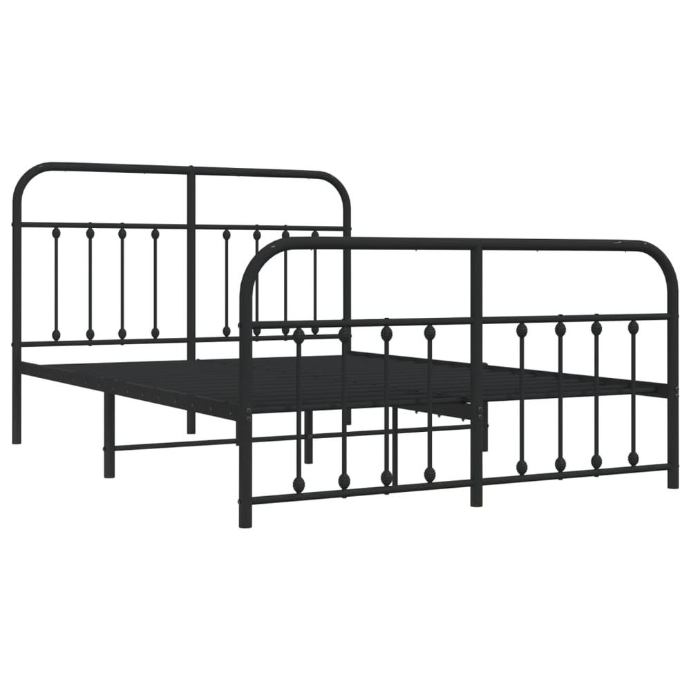 Metal Bed Frame with Headboard and Footboard Black 59.1"x78.7". Picture 4