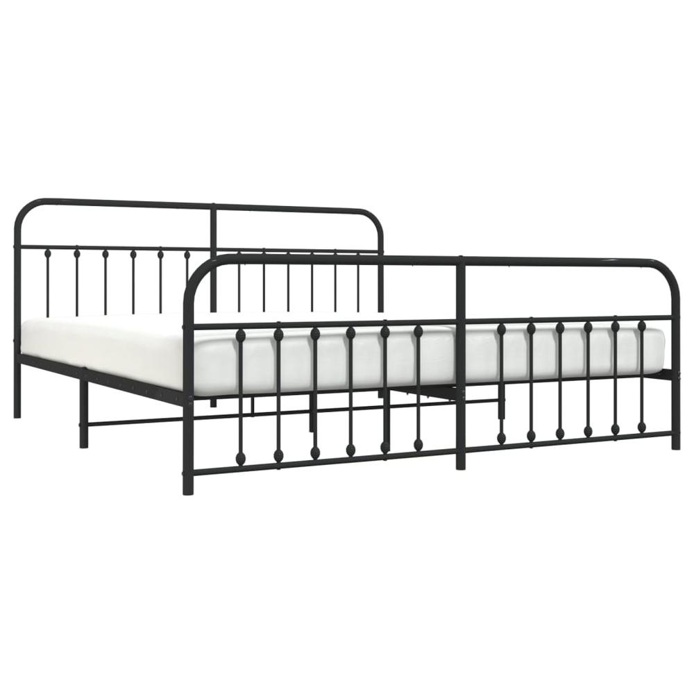 Metal Bed Frame with Headboard and Footboard Black 76"x79.9" King. Picture 2