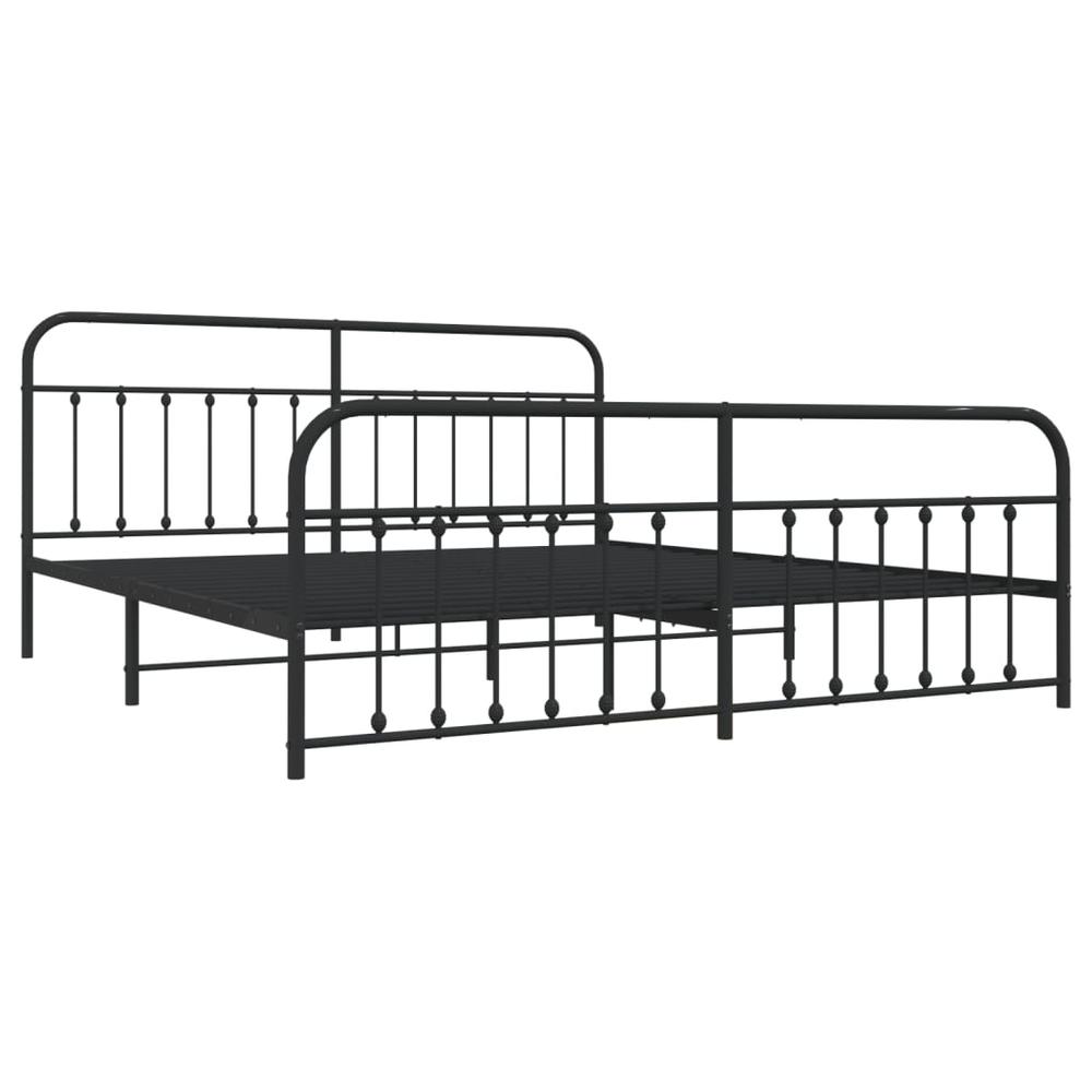 Metal Bed Frame with Headboard and Footboard Black 76"x79.9" King. Picture 4