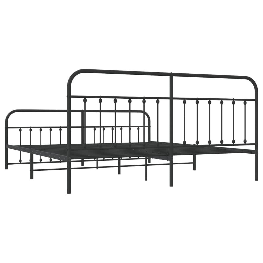 Metal Bed Frame with Headboard and Footboard Black 76"x79.9" King. Picture 7