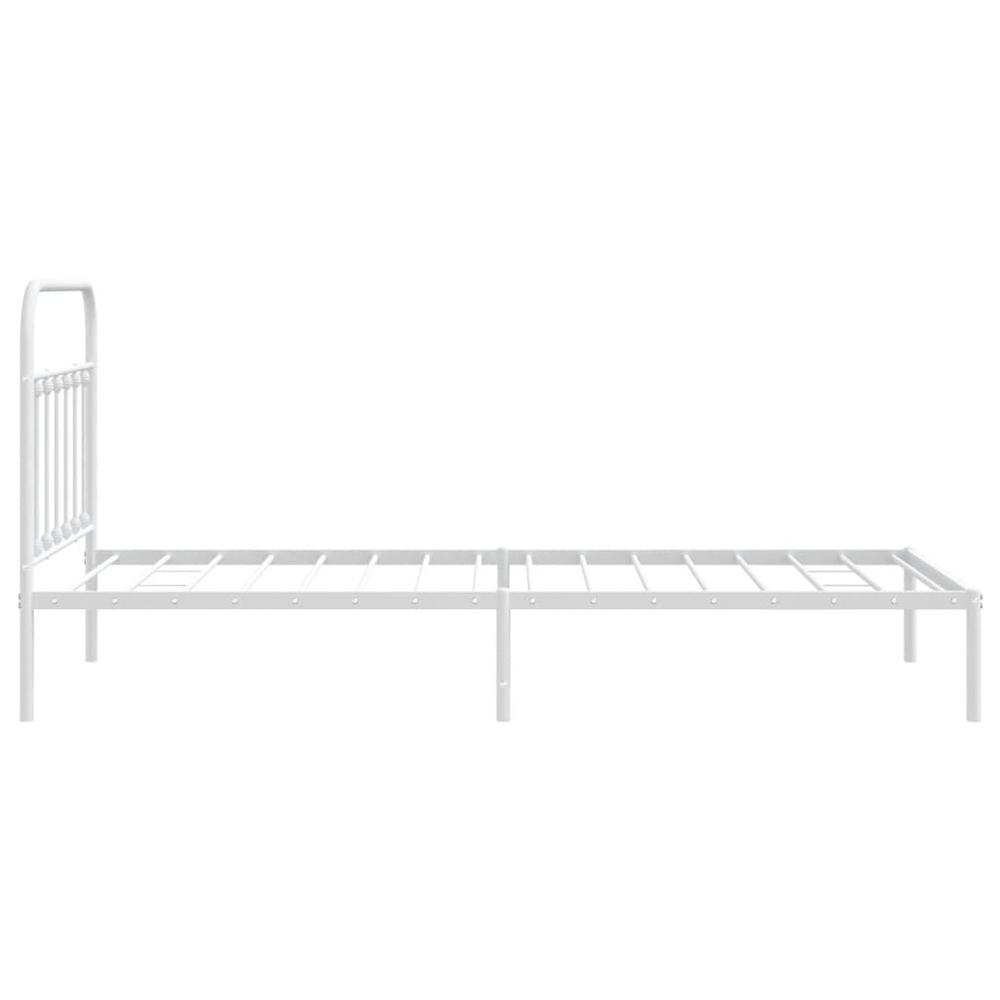 Metal Bed Frame with Headboard White 39.4"x78.7". Picture 6