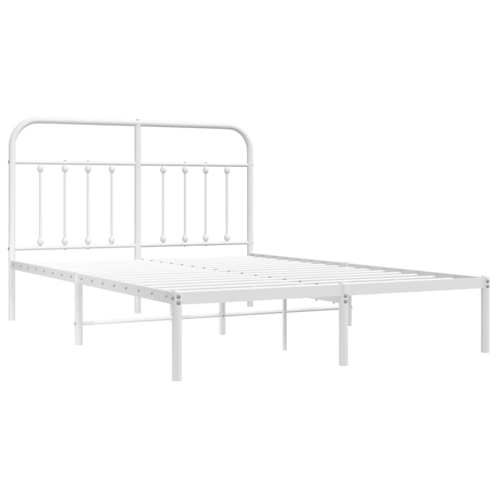 Metal Bed Frame with Headboard White 59.1"x78.7". Picture 4