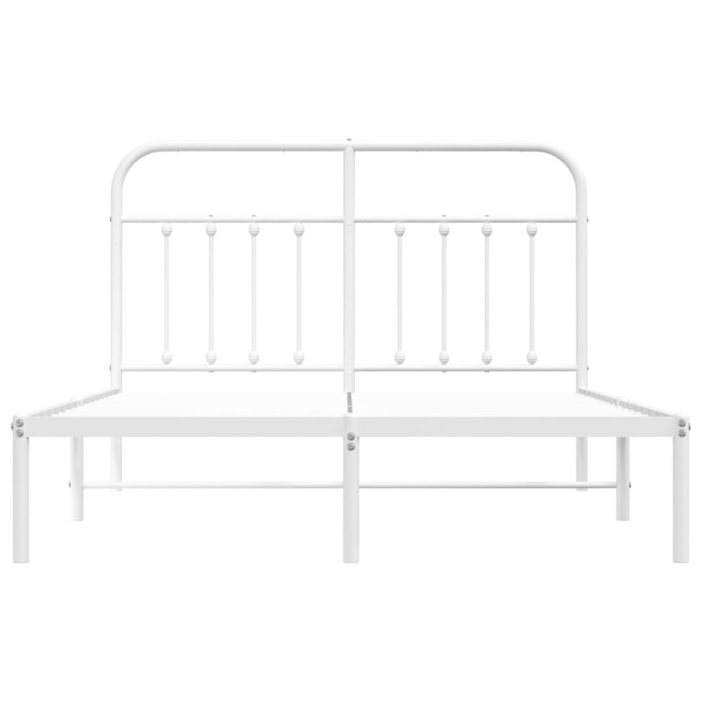 Metal Bed Frame with Headboard White 59.1"x78.7". Picture 5