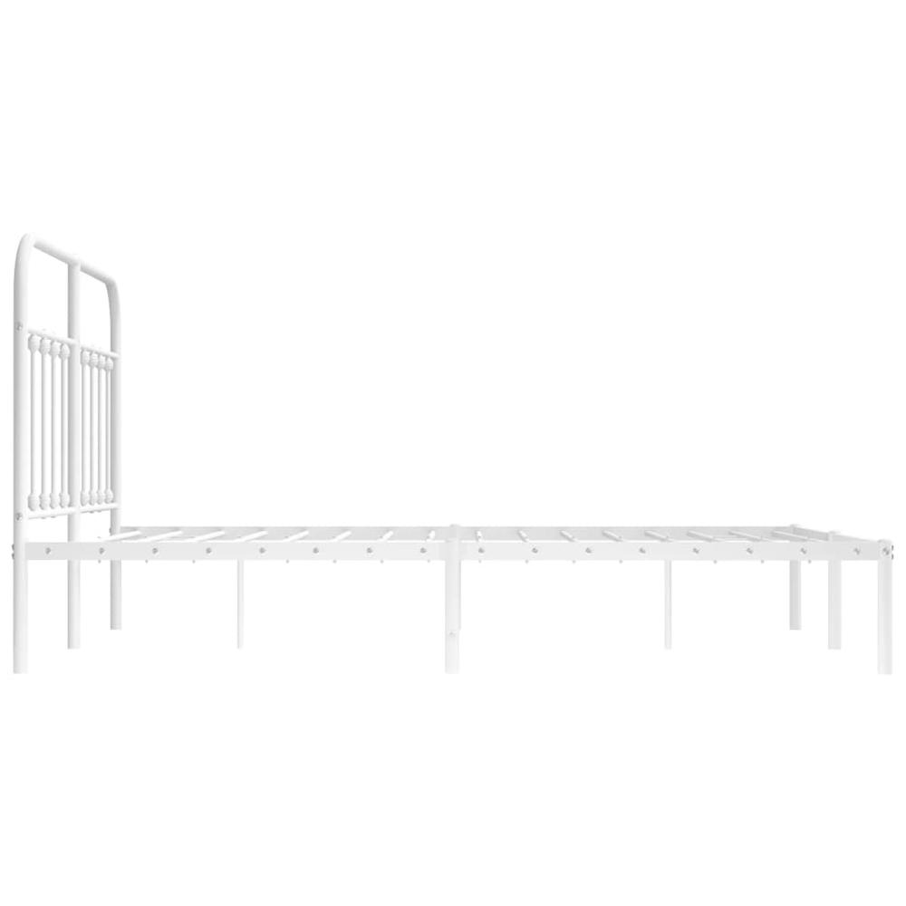Metal Bed Frame with Headboard White 59.1"x78.7". Picture 6