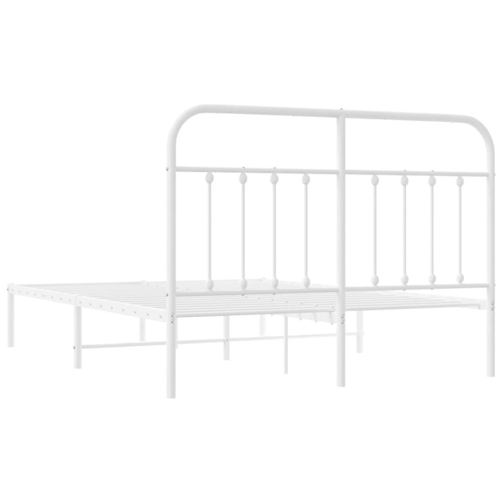 Metal Bed Frame with Headboard White 59.1"x78.7". Picture 7