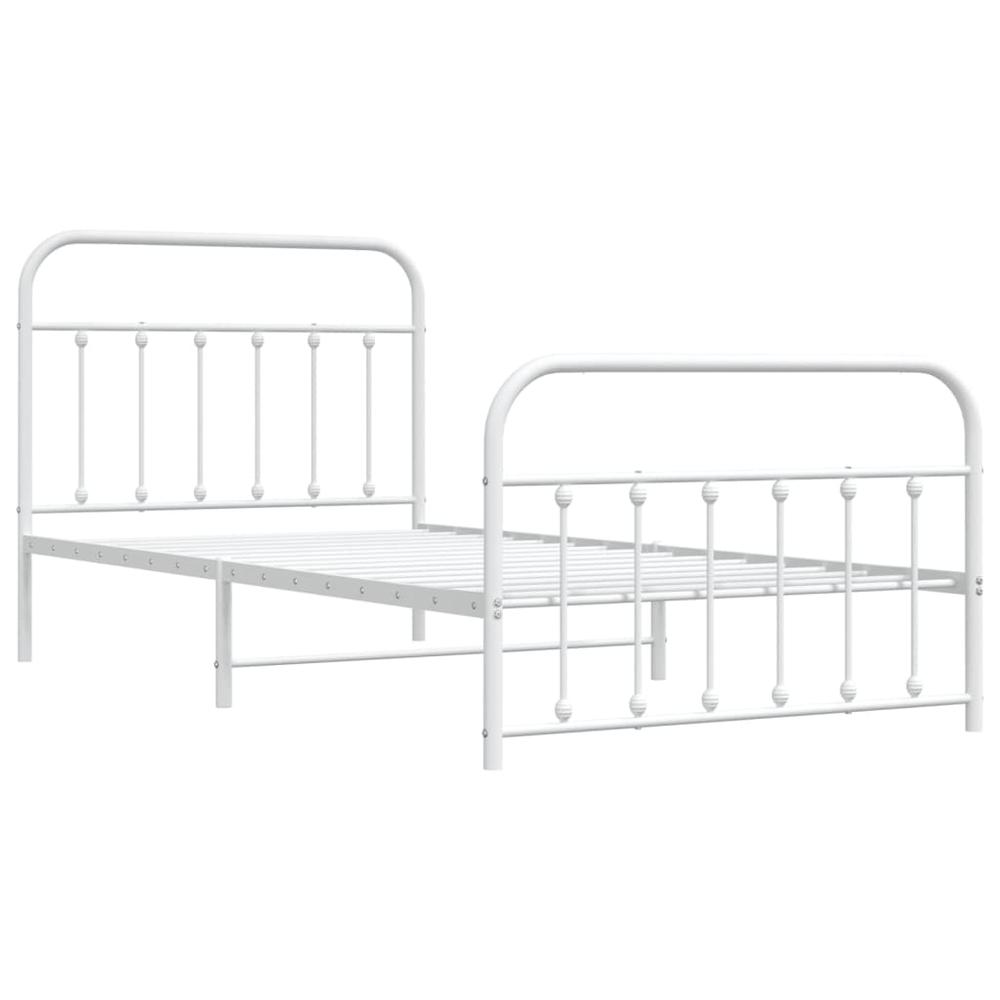 Metal Bed Frame with Headboard and Footboard White 39.4"x78.7". Picture 4