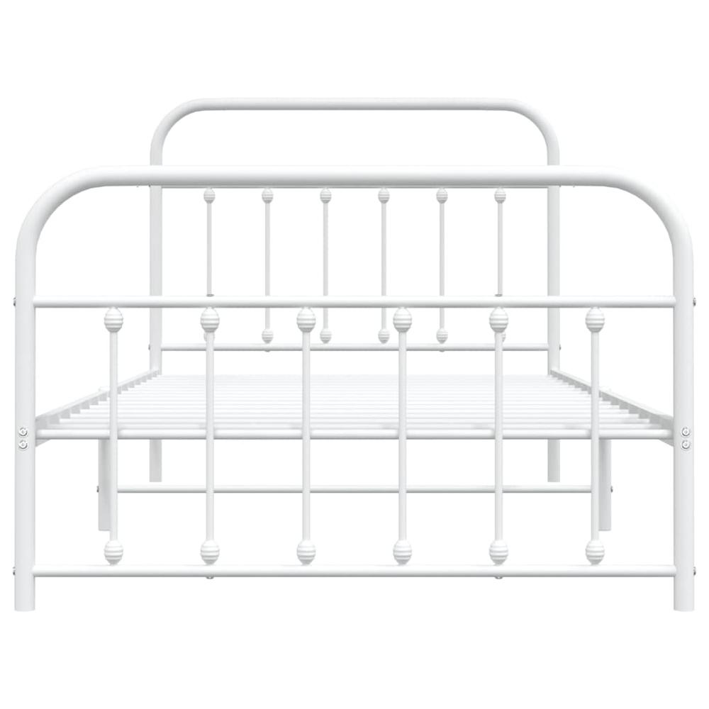 Metal Bed Frame with Headboard and Footboard White 39.4"x78.7". Picture 5