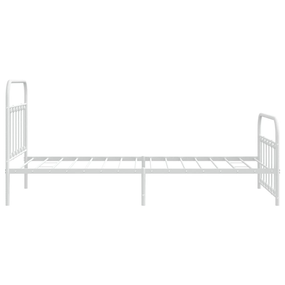 Metal Bed Frame with Headboard and Footboard White 39.4"x78.7". Picture 6