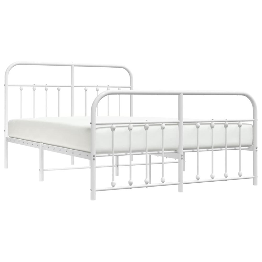 Metal Bed Frame with Headboard and Footboard White 59.1"x78.7". Picture 2