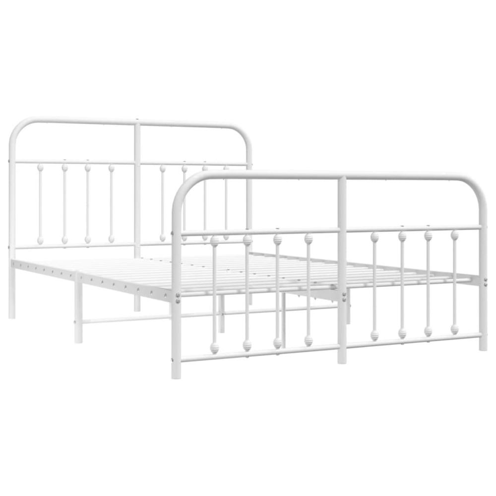 Metal Bed Frame with Headboard and Footboard White 59.1"x78.7". Picture 4