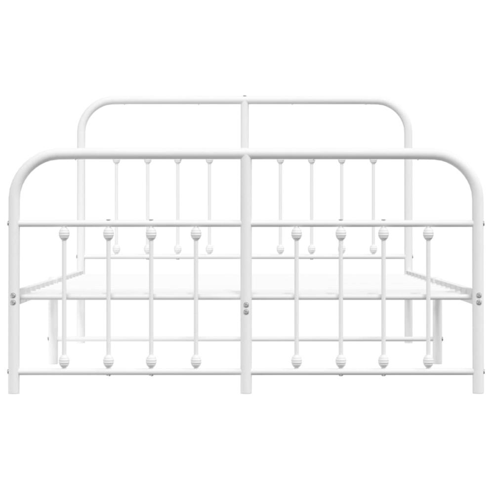 Metal Bed Frame with Headboard and Footboard White 59.1"x78.7". Picture 5
