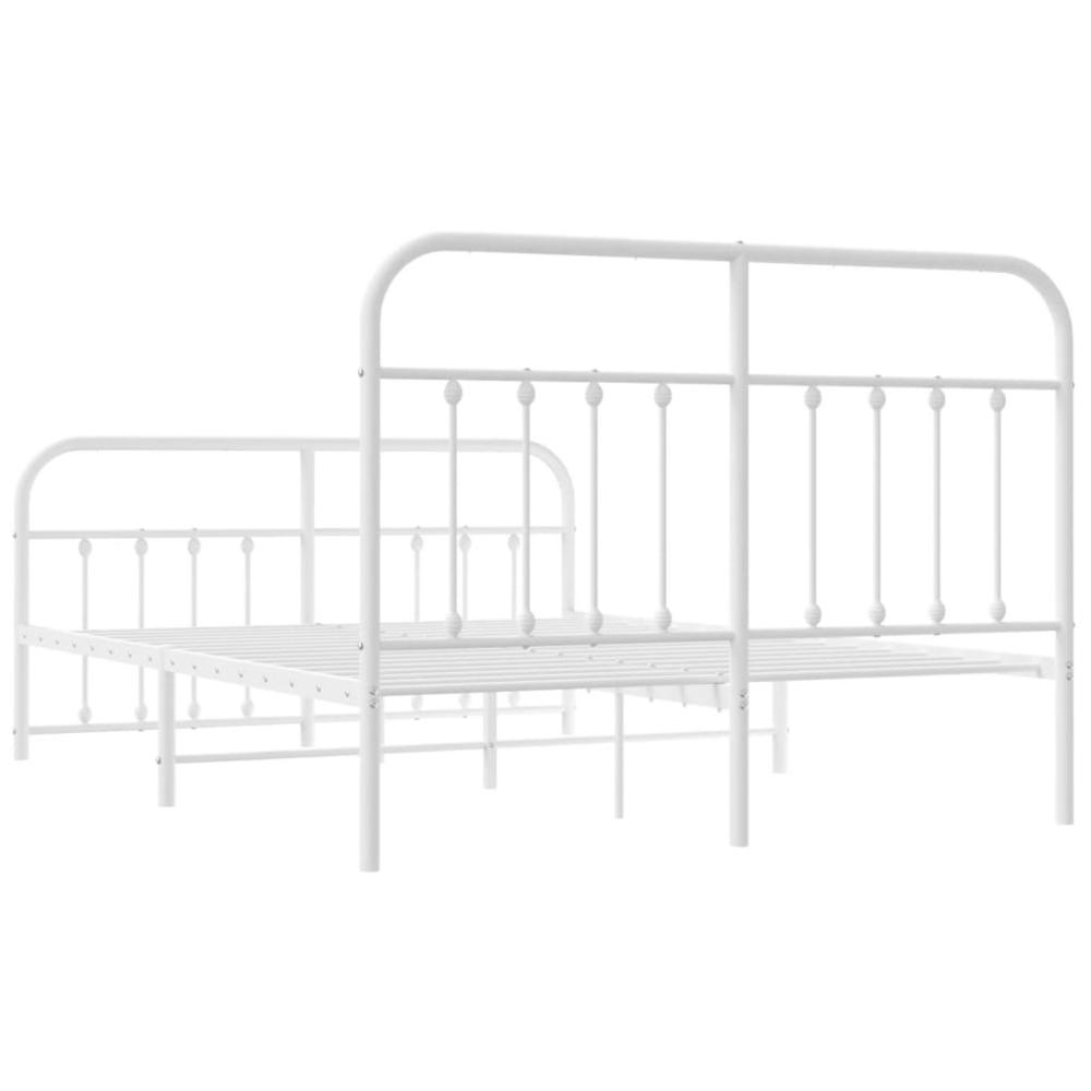 Metal Bed Frame with Headboard and Footboard White 59.1"x78.7". Picture 7