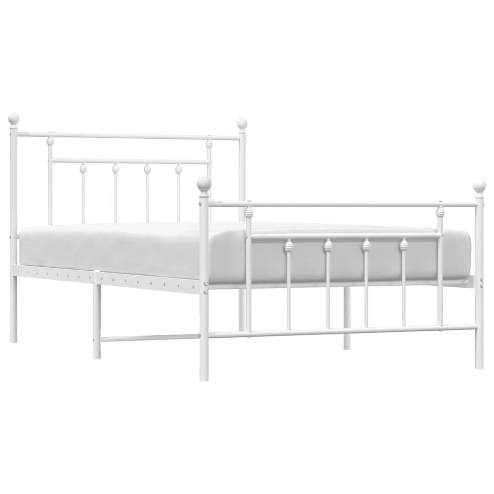 Metal Bed Frame with Headboard and Footboard White 39.4"x78.7". Picture 3