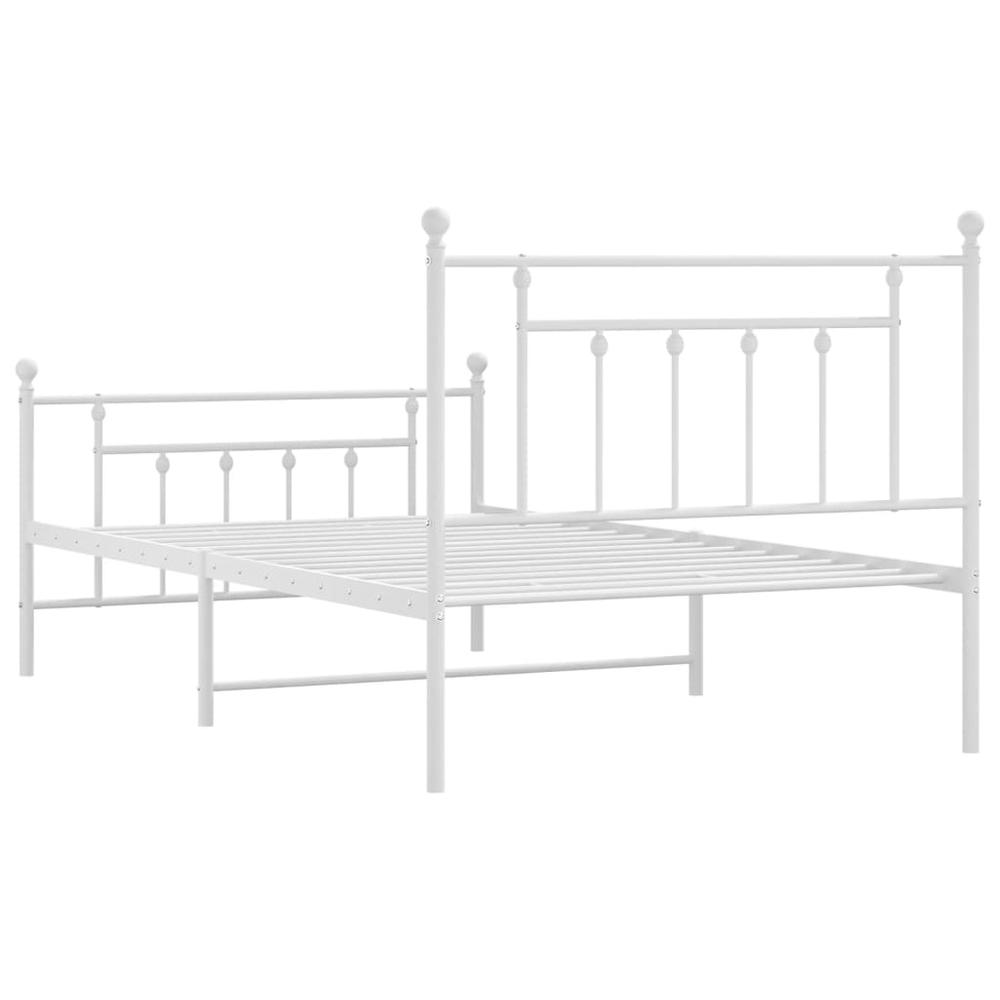 Metal Bed Frame with Headboard and Footboard White 39.4"x78.7". Picture 7