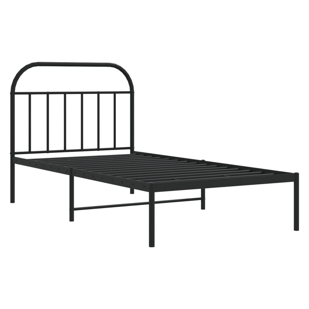Metal Bed Frame with Headboard Black 39.4"x78.7". Picture 4