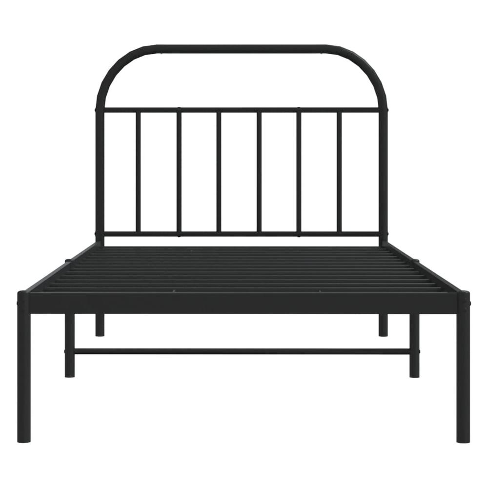 Metal Bed Frame with Headboard Black 39.4"x78.7". Picture 5