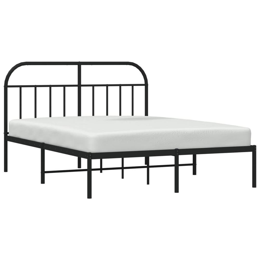 Metal Bed Frame with Headboard Black 59.8"x78.7". Picture 3