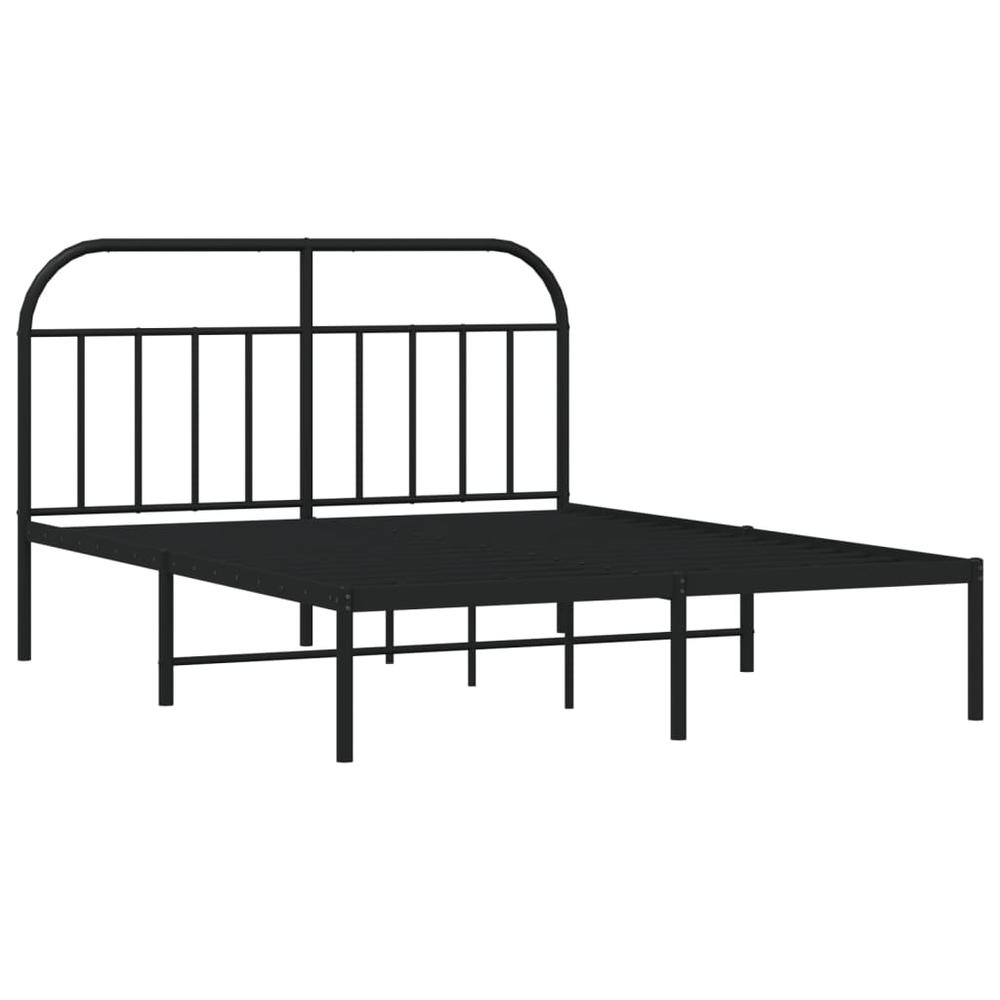 Metal Bed Frame with Headboard Black 59.8"x78.7". Picture 4